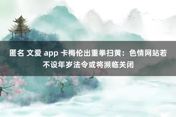 匿名 文爱 app 卡梅伦出重拳扫黄：色情网站若不设年岁法令或将濒临关闭