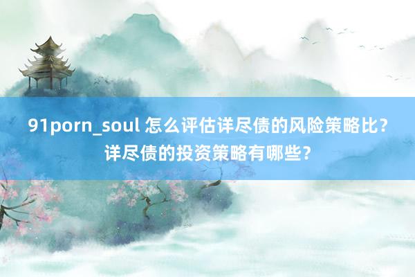 91porn_soul 怎么评估详尽债的风险策略比？详尽债的投资策略有哪些？