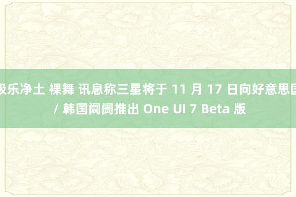 极乐净土 裸舞 讯息称三星将于 11 月 17 日向好意思国 / 韩国阛阓推出 One UI 7 Beta 版